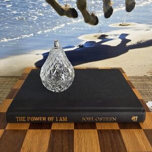 Vintage Cut Glass Lidded Pear Trinket Dish MCM